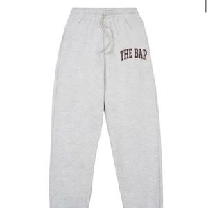 New The Bar Varsity Sweatpants, Size L, Grey/brown
